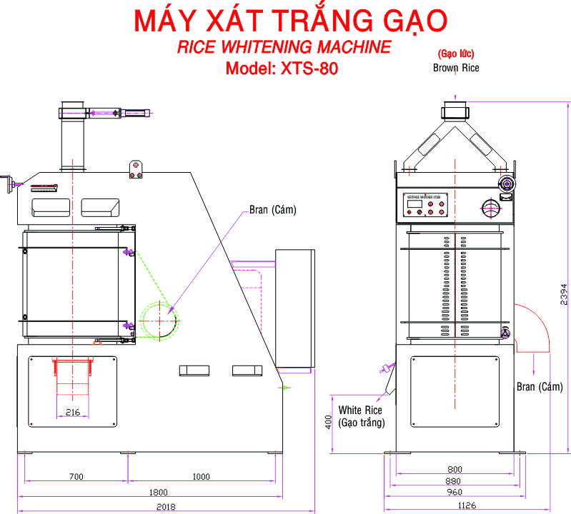 MÁY XÁT TRẮNG GẠO XTS80
